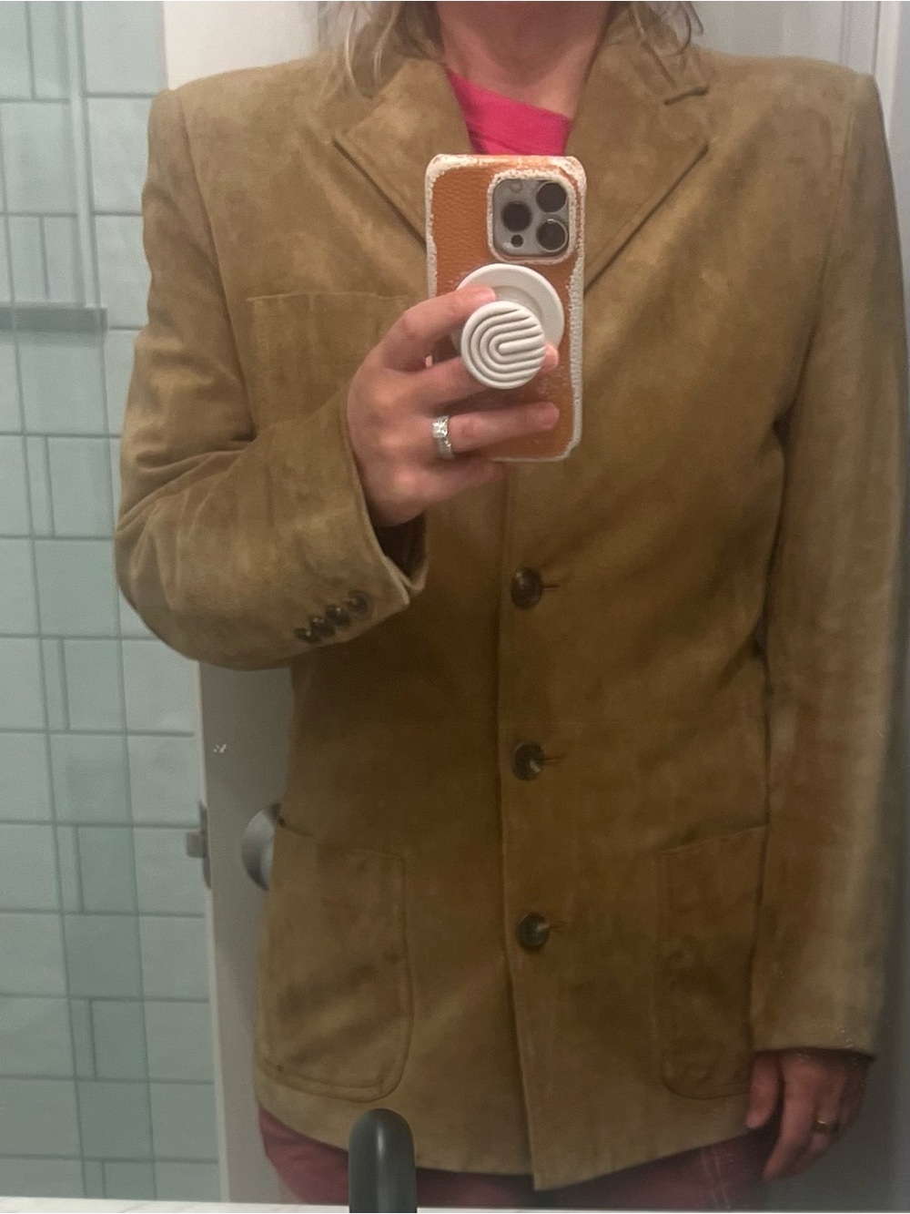 Women’s Lauren Ralph Lauren Suede Leather Blazer Jacket Tan Size Medium Western - Picture 12 of 12